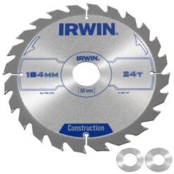 Irwin Cirkelzaagblad Ø184 Mm. Inclusief Reduceerringen Waardoor Geschikt Voor Asgat 16, 20 En 30 Mm, Vertanding 24T