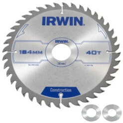 Irwin Cirkelzaagblad Ø184 Mm. Inclusief Reduceerringen Waardoor Geschikt Voor Asgat 16, 20 En 30 Mm, Vertanding 40T
