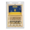 Irwin Frezenset 10-delig Voor Bovenfrezen Met 8mm Aansluiting. In Houten Kistje.