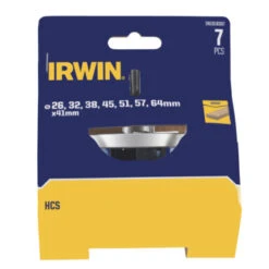 Irwin Gatzaag Voor Hout En Gipsplaat. Ø26/32/38/45/51/57/64 Mm. 41 Mm Diep. 7-delig. -Irwin 123 428