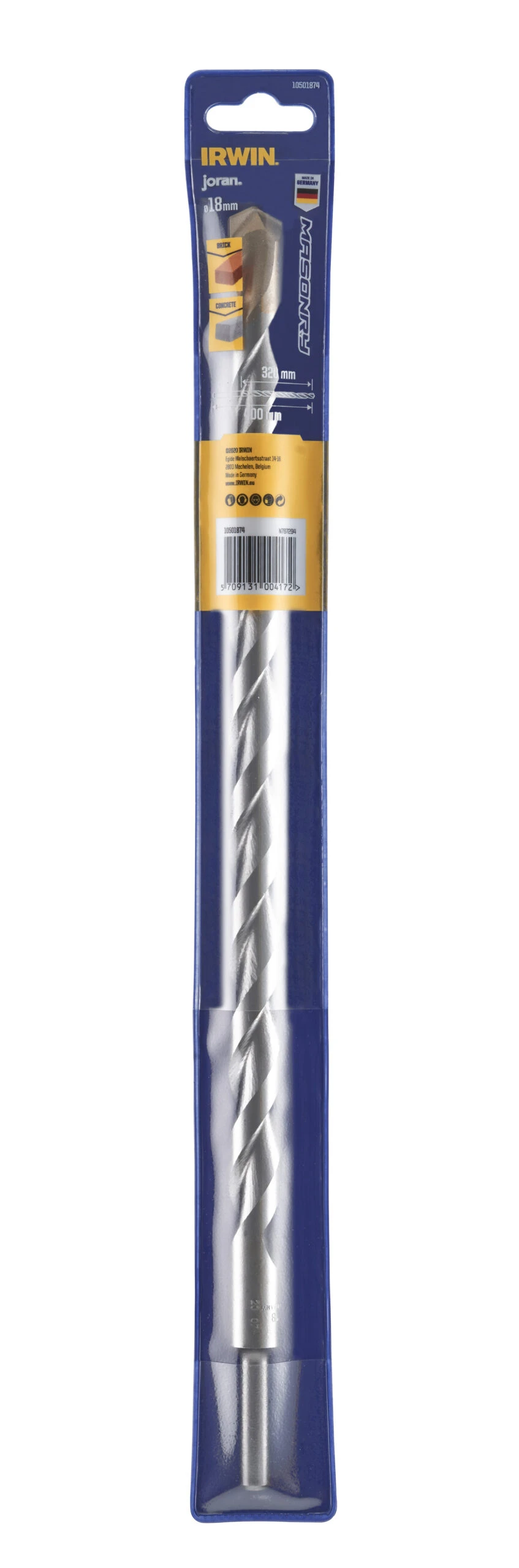 Irwin Steenboor Ø18 Mm Lengte 400 Mm. 2 Irwin Steenboor Ø18 Mm Lengte 400 Mm. - Afbeelding 2