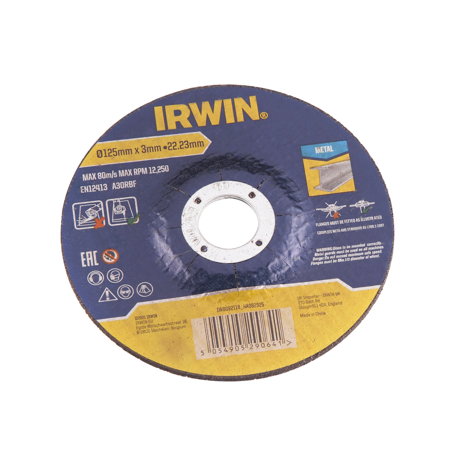 Irwin Doorslijpschijven Ø125 Mm. Dikte 3 Mm. Voor Metaal. 6 Stuks. 2 Irwin Doorslijpschijven Ø125 Mm. Dikte 3 Mm. Voor Metaal. 6 Stuks. - Afbeelding 2