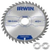 Irwin Cirkelzaagblad Ø184 Mm. Inclusief Reduceerringen Waardoor Geschikt Voor Asgat 16, 20 En 30 Mm, Vertanding 40T