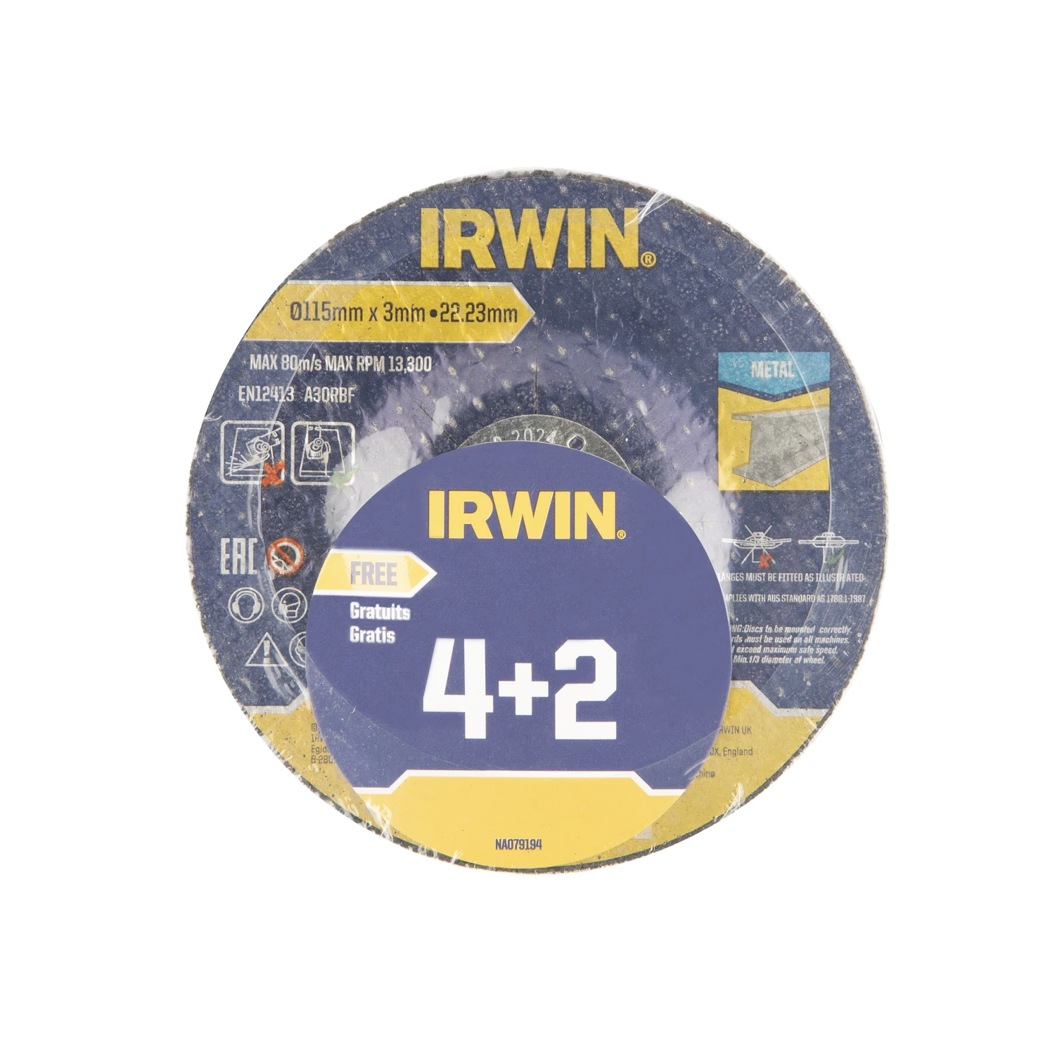 Irwin Doorslijpschijven Ø115 Mm. Dikte 3 Mm. Voor Metaal. 6 Stuks. 1 Irwin Doorslijpschijven Ø115 Mm. Dikte 3 Mm. Voor Metaal. 6 Stuks.