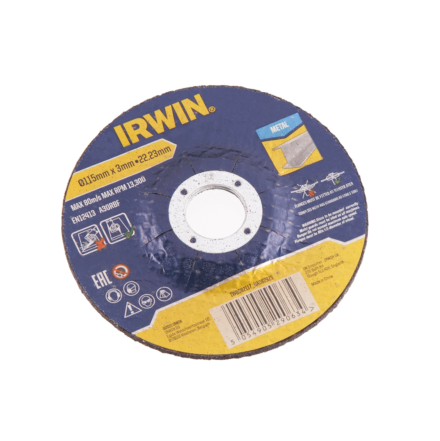 Irwin Doorslijpschijven Ø115 Mm. Dikte 3 Mm. Voor Metaal. 6 Stuks. 2 Irwin Doorslijpschijven Ø115 Mm. Dikte 3 Mm. Voor Metaal. 6 Stuks. - Afbeelding 2